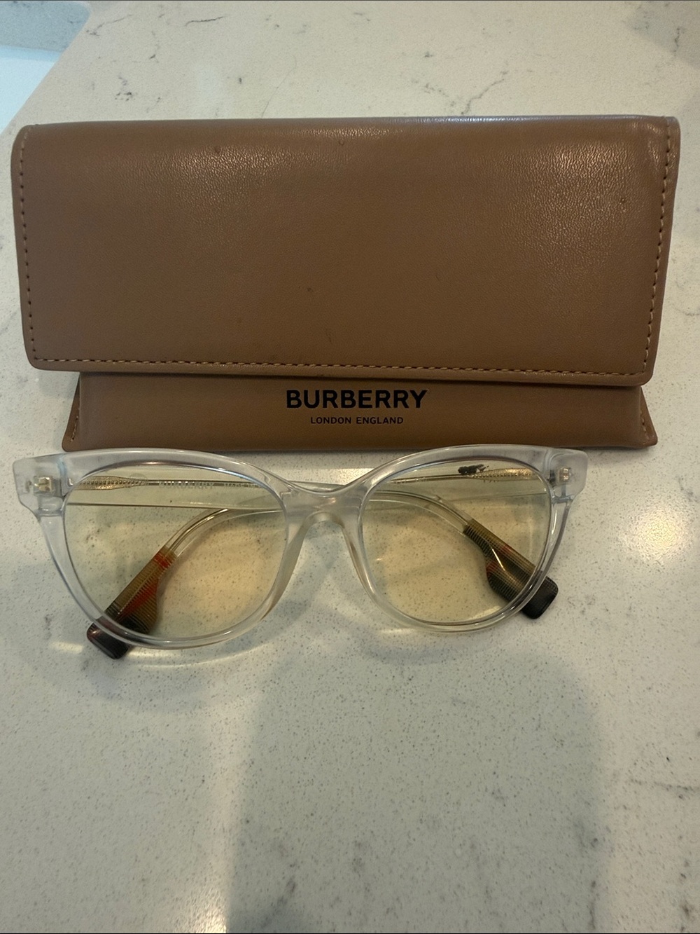 Burberry Transparent Glasses with Tan Case
